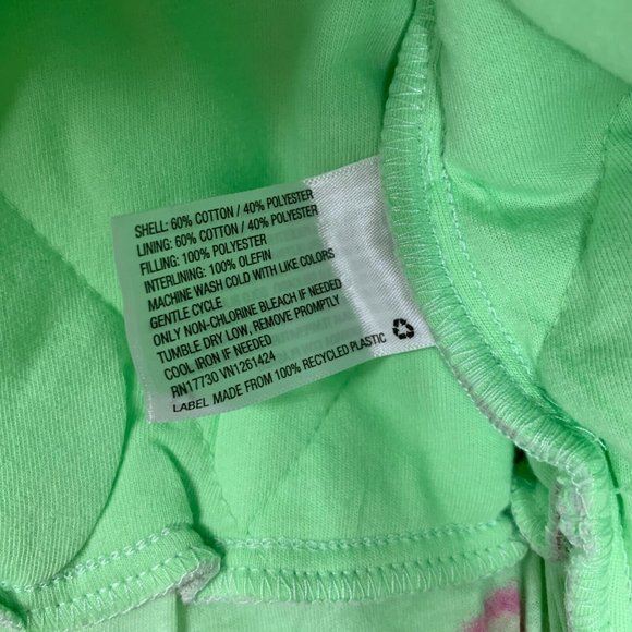 Wild Fable Jacket Hooded Quilted Green Pink Floral Full Zip - Picture 9 of 12